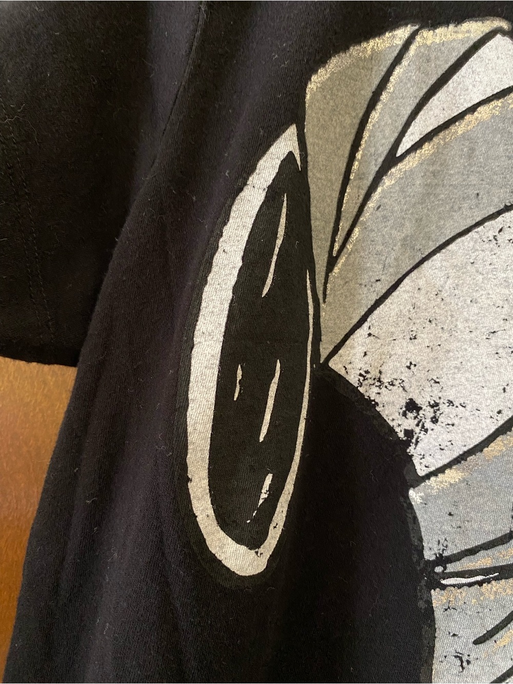 Peanuts Black Tee with Distressed Silver Metallic Snoopy Mummy Graphic - Picture 7 of 7